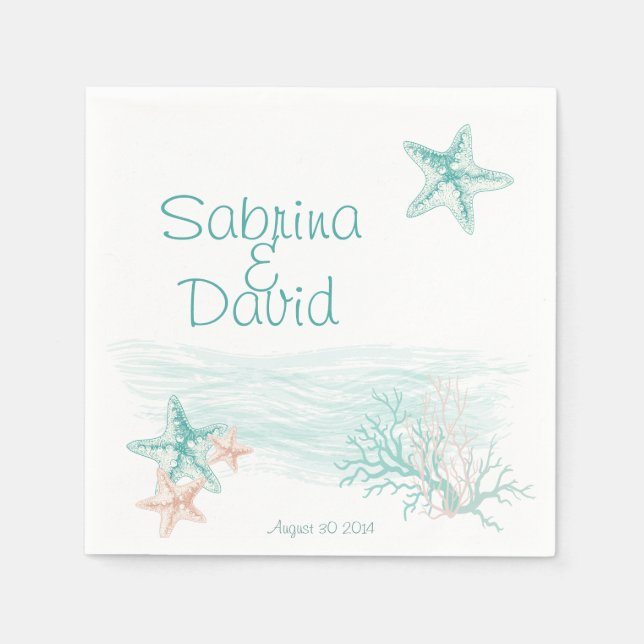 Ocean Breeze Beach Wedding Napkin (Front)