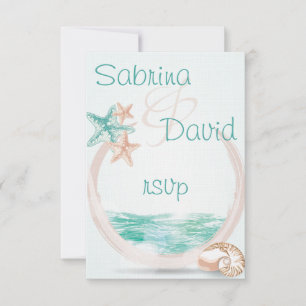 Ocean Breeze Beach Wedding RSVP Card