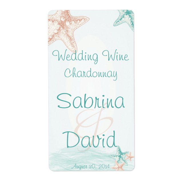 Ocean Breeze Beach Wedding  Wine Label (Front)