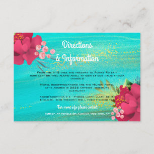 Ocean Breeze Tropical Gold Floral Wedding info Enclosure Card