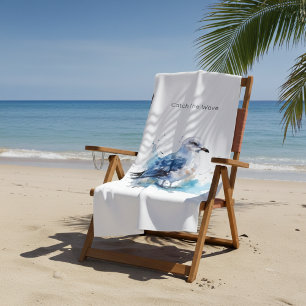 Ocean Breeze: Watercolor Seagull Beach Towel