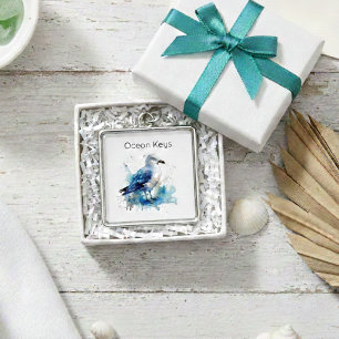 Ocean Breeze: Watercolor Seagull Keychain