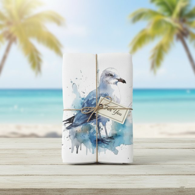 Ocean Breeze: Watercolor Seagull Kitchen Towel (Creator Uploaded)