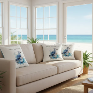 Ocean Breeze: Watercolor Seagull Throw Pillow