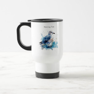 Ocean Breeze: Watercolor Seagull Travel Mug