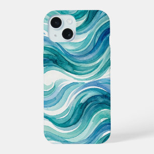 Ocean Breeze Watercolor Waves iPhone 15 Case