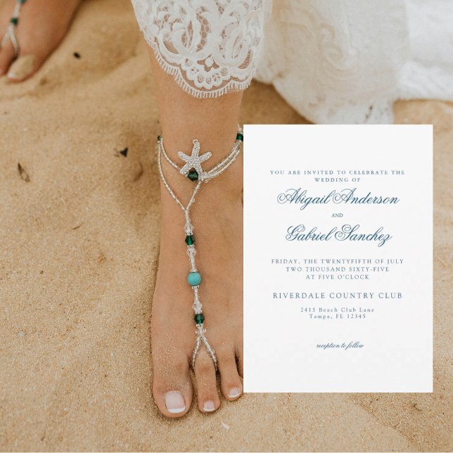 Ocean Breeze White Background Wedding Invitation (Creator Uploaded)
