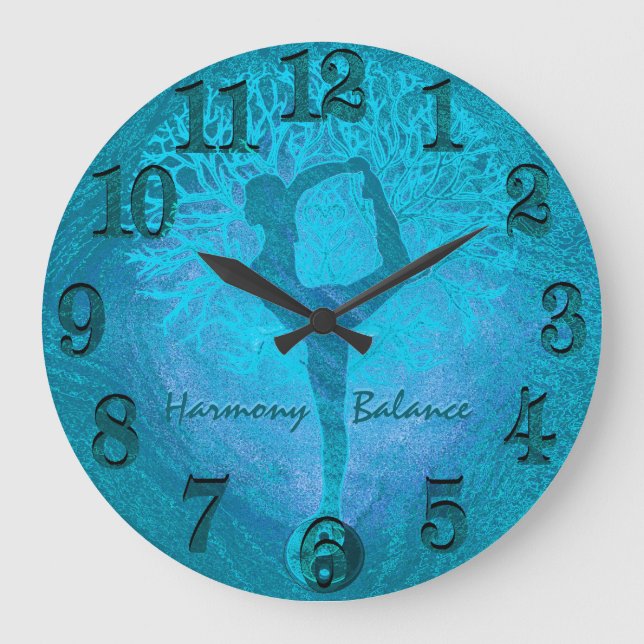 Ocean Breeze Yoga Yin Yang Tree Large Clock (Front)