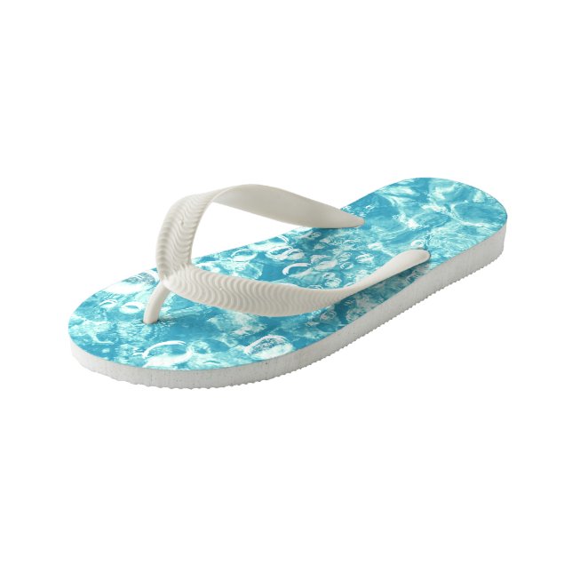 Ocean Bubbles & Currents Kids Pair of Flip Flops (Angled)