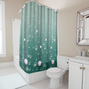 Ocean Bubbles gradient sea green shower Curtain