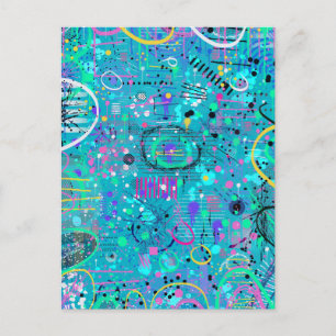 Ocean Bubbles: Maximalist Art Postcard