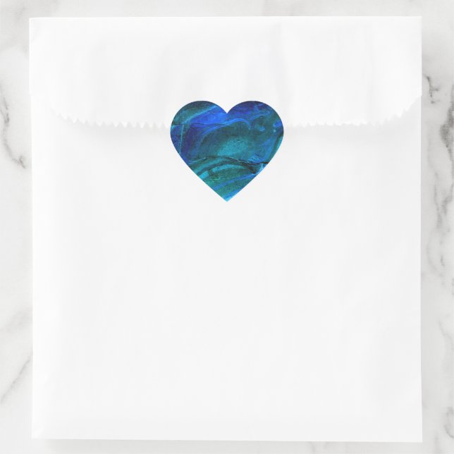Ocean Carved Stone Heart Sticker (Bag)