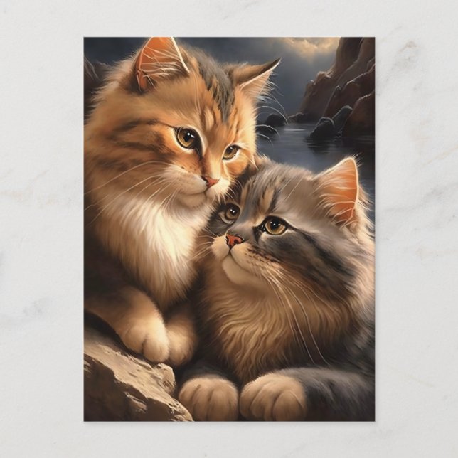 Ocean Cats Valentine/Anniversary Greeting Postcard (Front)