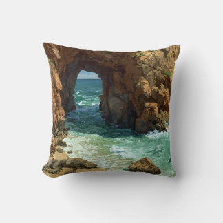 Ocean cave pixel art throw pillow
