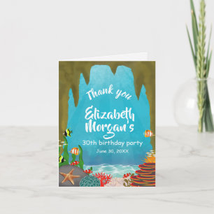Ocean Cave Under the Sea Corals Birthday Thank You Card