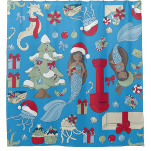 ocean christmas black mermaid seahorse jellyfish