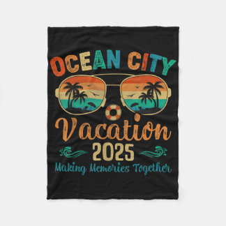 Ocean City Beach Vacation 2025 Friends Family Summ Fleece Blanket