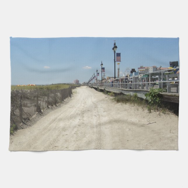 Ocean city Boardwalk Kitchen Towel (Horizontal)