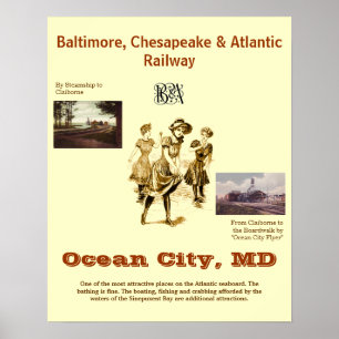 Ocean City Maryland, Affiche de voyage Vintage