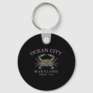 Ocean City Maryland Blue Crab Since 1524 Arched Pi Keychain