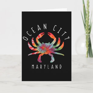 Ocean City Maryland Crab Tie Dye Summer Vacation Card