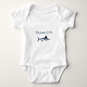 Ocean City Maryland Logo (white marlin) Baby Bodysuit