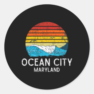 Ocean City Maryland Md Vintage Beach Ocean Family Classic Round Sticker