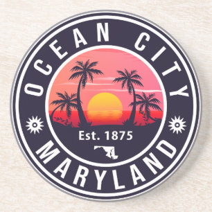 Ocean City Maryland Retro Sunset Souvenirs 60s Coaster