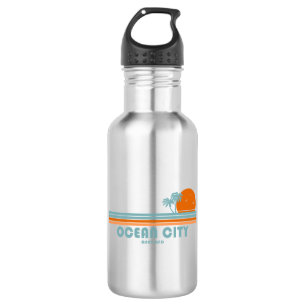 Ocean City Maryland Sun Palm Trees 532 Ml Water Bottle