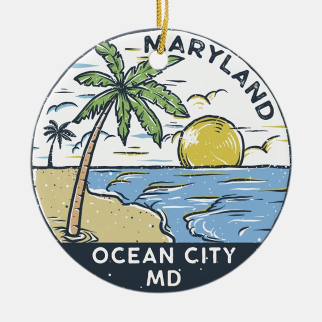 Ocean City Maryland Vintage Ceramic Ornament (Front)