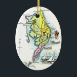 Ocean City, Maryland Vintage Map  Ceramic Ornament<br><div class="desc">A very colourful vintage map of Ocean City,  Maryland reused on an ornament.</div>