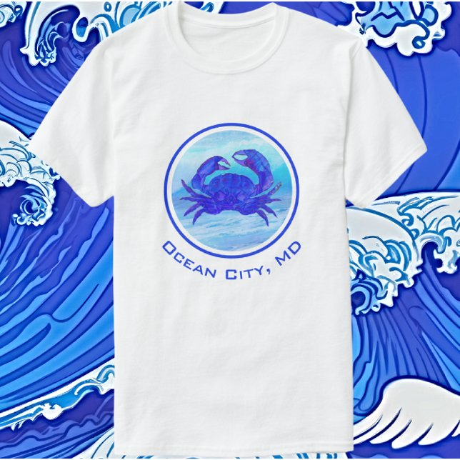 Ocean City, MD Blue Crab et Waves T-shirt (Créateur téléchargé)
