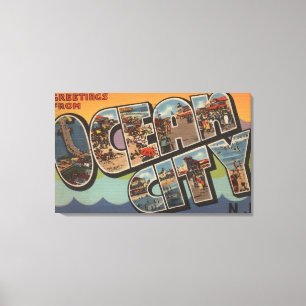 Ocean City, New Jersey - Large Letter Scenes Canvas Print