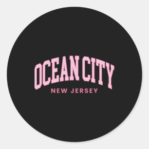 Ocean City New Jersey Nj Retro Preppy Throwback Wo Classic Round Sticker