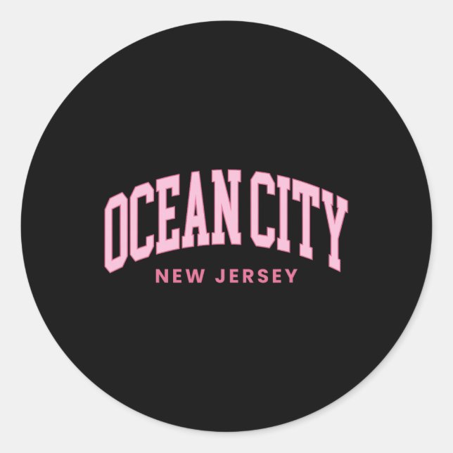 Ocean City New Jersey Nj Retro Preppy Throwback Wo Classic Round Sticker (Front)