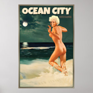 Ocean City New Jersey Shore Marilyn Monroe Moon Poster