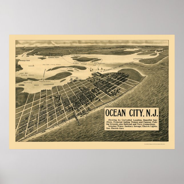 Ocean City, NJ Panoramic Map - 1903 Poster (Front)