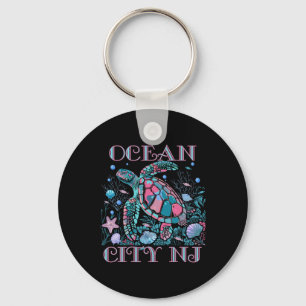 Ocean City Nj Turtle Lover Colorful Beach Souvenir Keychain