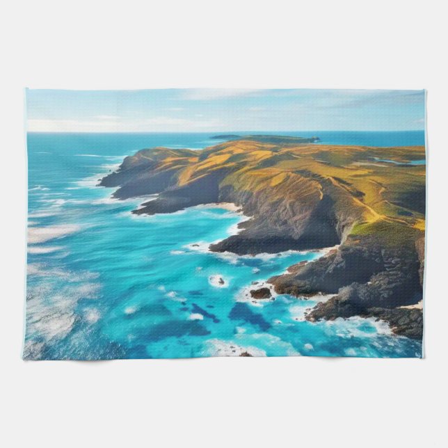 Ocean Cliffs: Wild Shore Kitchen Towel (Horizontal)