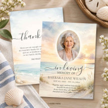 Ocean Coastal Beach Sunset Photo Funeral Memorial