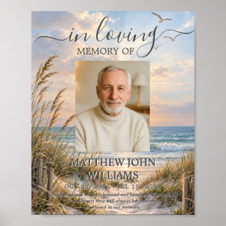 Ocean Coastal Male Female Photo Funeral Memorial Poster