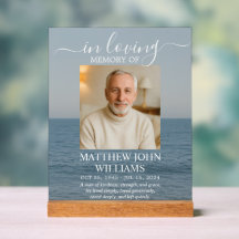Ocean Coastal Male Photo Funeral Memorial