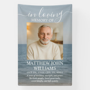 Ocean Coastal Male Photo Funeral Memorial Banner