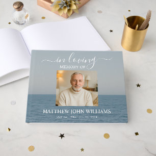 Ocean Coastal Male Photo Funeral Memorial  Guest Book