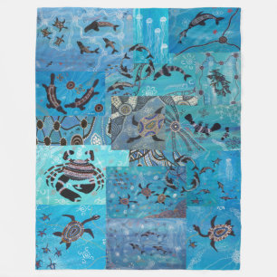 Ocean Collage Aboriginal Fleece Blanket