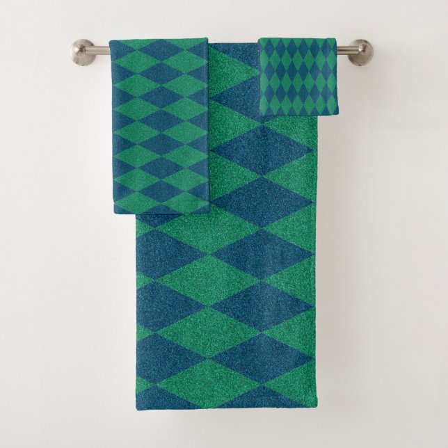 Ocean Colour Diamond Glitter Bath Towel Set (Insitu)