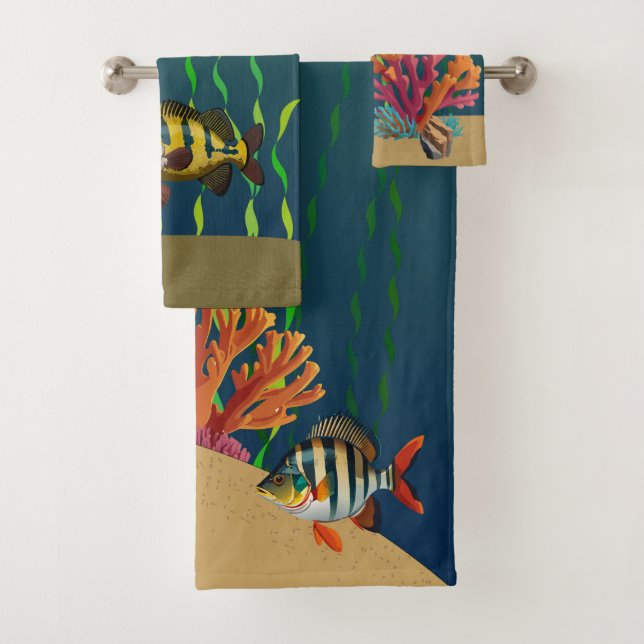 Ocean Colourful Coral Reef Towel Set (Insitu)