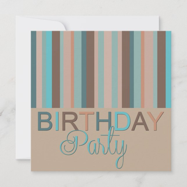 Ocean Colours Stripes Anniversaire Fête Invitation (Devant)