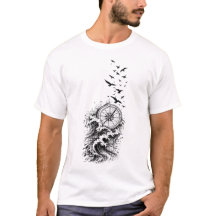 Ocean Compass Birds Wave Adventure T-Shirt