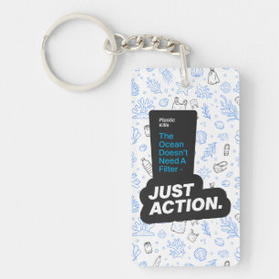 Ocean Conservation Plastic Pollution Awareness  Keychain